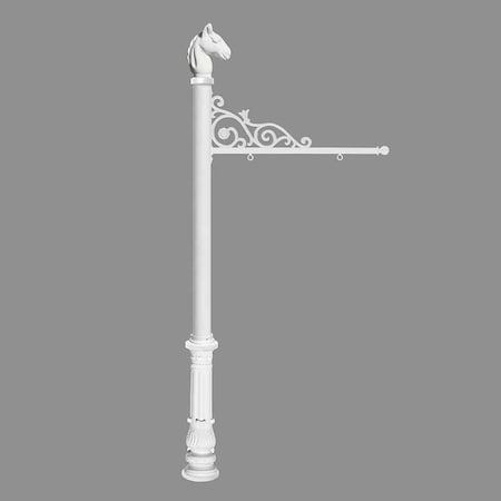 Qualarc Sign System w/Horse Head Finial & Ornate Base, White color REPST-701-WHT